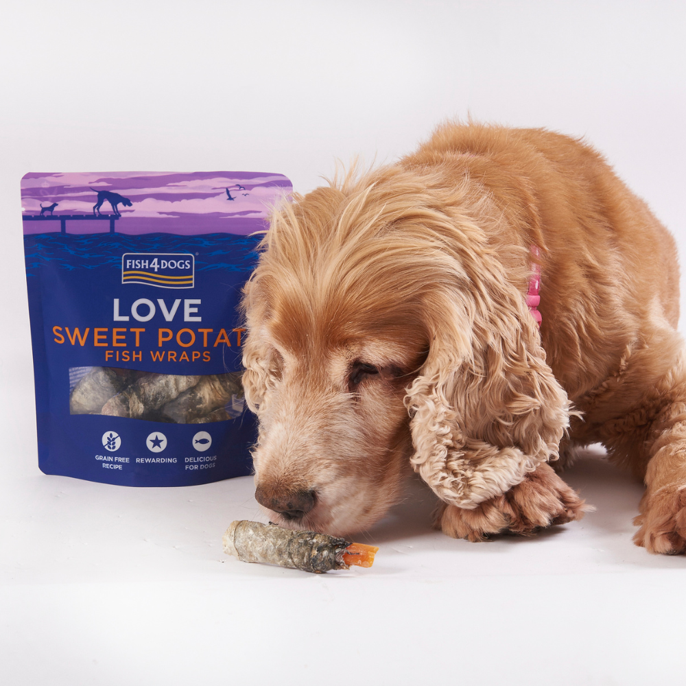 Love Zoete aardappel vis wraps fish4dogs