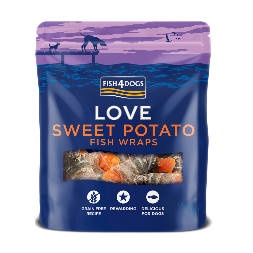 Love Zoete aardappel vis wraps fish4dogs