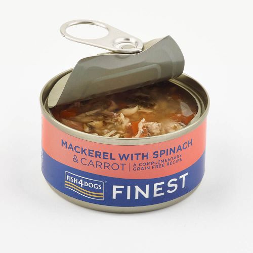 Fish4Dogs Finest makreel met spinazie en wortel - 85 gram - natvoer voor honden