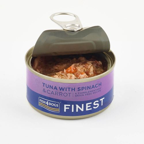 Fish4Dogs Finest tonijn met spinazie en wortels - 85 gram - natvoer voor honden