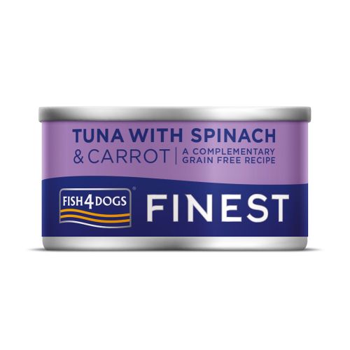 Fish4Dogs Finest tonijn met spinazie en wortels - 85 gram - natvoer voor honden