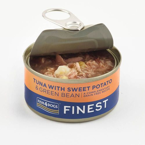 Fish4Dogs Finest tonijn met zoete aardappel en groene bonen - 85 gram - natvoer voor honden