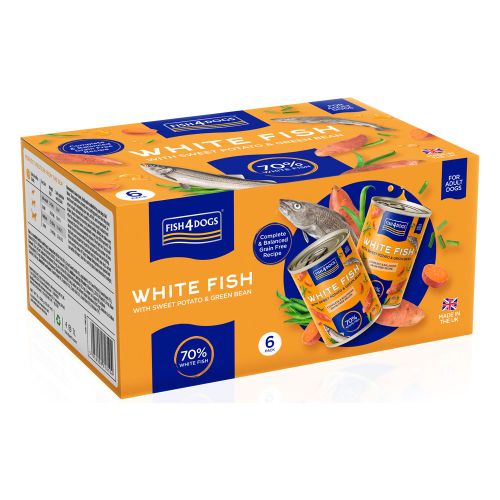 Fish4Dogs Finest Whitefish with sweet potato and green beans - 395 gram - wet food for dogs